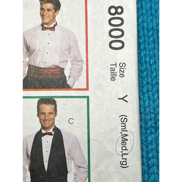 McCalls 8000 mens vest bow tie cummerbund pattern size Small Medium - Picture 2 of 6